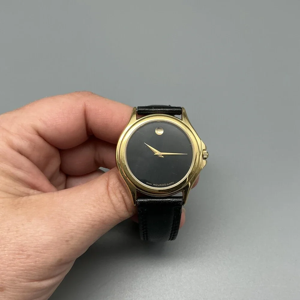 Movado Museum Womens Watch 31mm Black Dial Gold Tone 87-E41-0863 New Battery